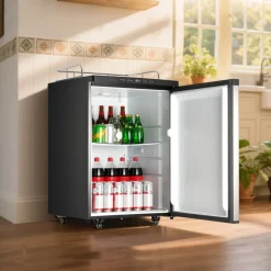 VEVOR Beer Kegerator, Triple Tap Home Draft Beer Dispenser for Ball Lock, Full Size Keg Refrigerator with 5lbs CO2 Tank, Hold 2 Sixth / 2 Slim / 3 Ball lock keg, 162L