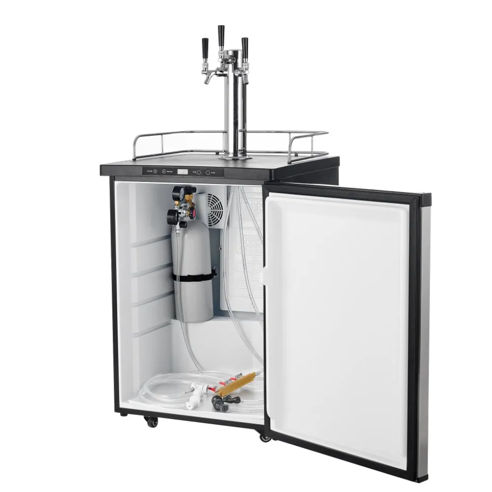 VEVOR Beer Kegerator, Triple Tap Home Draft Beer Dispenser for Ball Lock, Full Size Keg Refrigerator with 5lbs CO2 Tank, Hold 2 Sixth / 2 Slim / 3 Ball lock keg, 162L