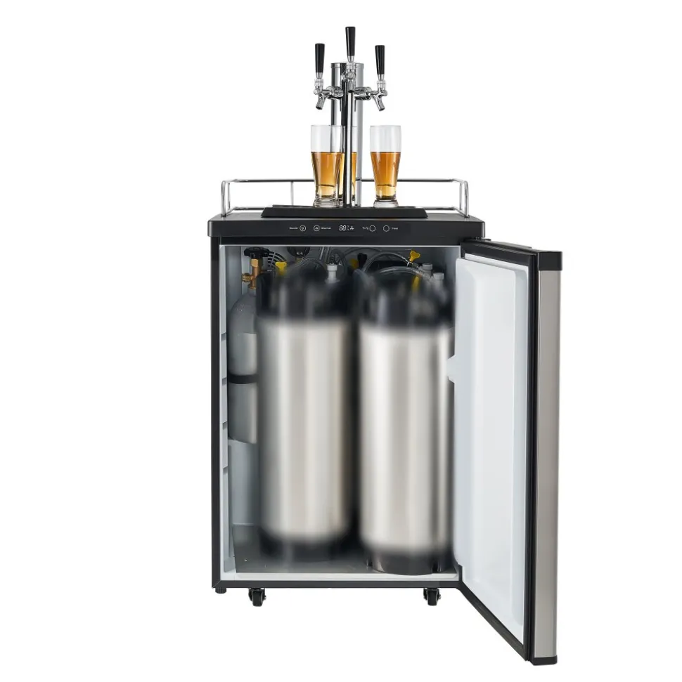 VEVOR Beer Kegerator, Triple Tap Home Draft Beer Dispenser for Ball Lock, Full Size Keg Refrigerator with 5lbs CO2 Tank, Hold 2 Sixth / 2 Slim / 3 Ball lock keg, 162L