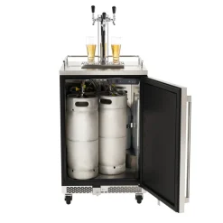 VEVOR Beer Kegerator, Triple Tap Commercial Draft Beer Dispenser for D system, Full Size Keg Refrigerator with 5lbs CO2 Tank, Hold 3 Sixth / 2 Slim / 3 Ball lock keg, 160L