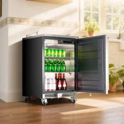 VEVOR Beer Kegerator, Triple Tap Commercial Draft Beer Dispenser for D system, Full Size Keg Refrigerator with 5lbs CO2 Tank, Hold 3 Sixth / 2 Slim / 3 Ball lock keg, 160L