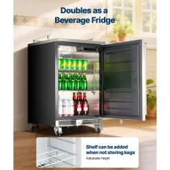 VEVOR Beer Kegerator, Triple Tap Commercial Draft Beer Dispenser for D system, Full Size Keg Refrigerator with 5lbs CO2 Tank, Hold 3 Sixth / 2 Slim / 3 Ball lock keg, 160L