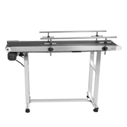 VEVOR Belt Conveyor, 47 x 7.8 inch Conveyor Table, Heavy Duty Stainless Steel Motorized Belt Conveyor for Inkjet Coding Applications Powered PVC Belt Anti-Static Adjustable Speed (Double Guardrail)