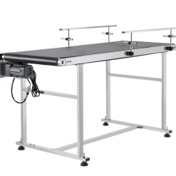 VEVOR Belt Conveyor, 59 x 23.6 inch Conveyor Table, Heavy Duty Stainless Steel Motorized Belt Conveyor for Inkjet Coding Applications Powered PVC Belt Anti-Static Adjustable Speed (Double Guardrail)