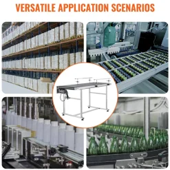 VEVOR Belt Conveyor, 59 x 23.6 inch Conveyor Table, Heavy Duty Stainless Steel Motorized Belt Conveyor for Inkjet Coding Applications Powered PVC Belt Anti-Static Adjustable Speed (Double Guardrail)