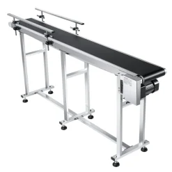VEVOR Belt Conveyor, 59 x 15.7 inch Conveyor Table, Heavy Duty Stainless Steel Motorized Belt Conveyor for Inkjet Coding Applications Powered PVC Belt Anti-Static Adjustable Speed (Double Guardrail)