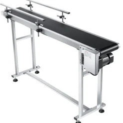 VEVOR Belt Conveyor, 59 x 7.8 inch Conveyor Table, Heavy Duty Stainless Steel Motorized Belt Conveyor for Inkjet Coding Applications Powered PVC Belt Anti-Static Adjustable Speed (Double Guardrail)