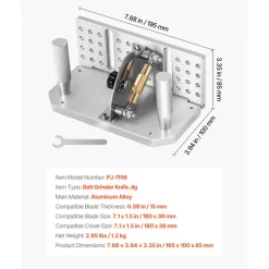 VEVOR Belt Grinder Knife Jig, 85° - 115° Adjustable Belt Sander Knife Sharpening Jig with Dual Handles, 7.68