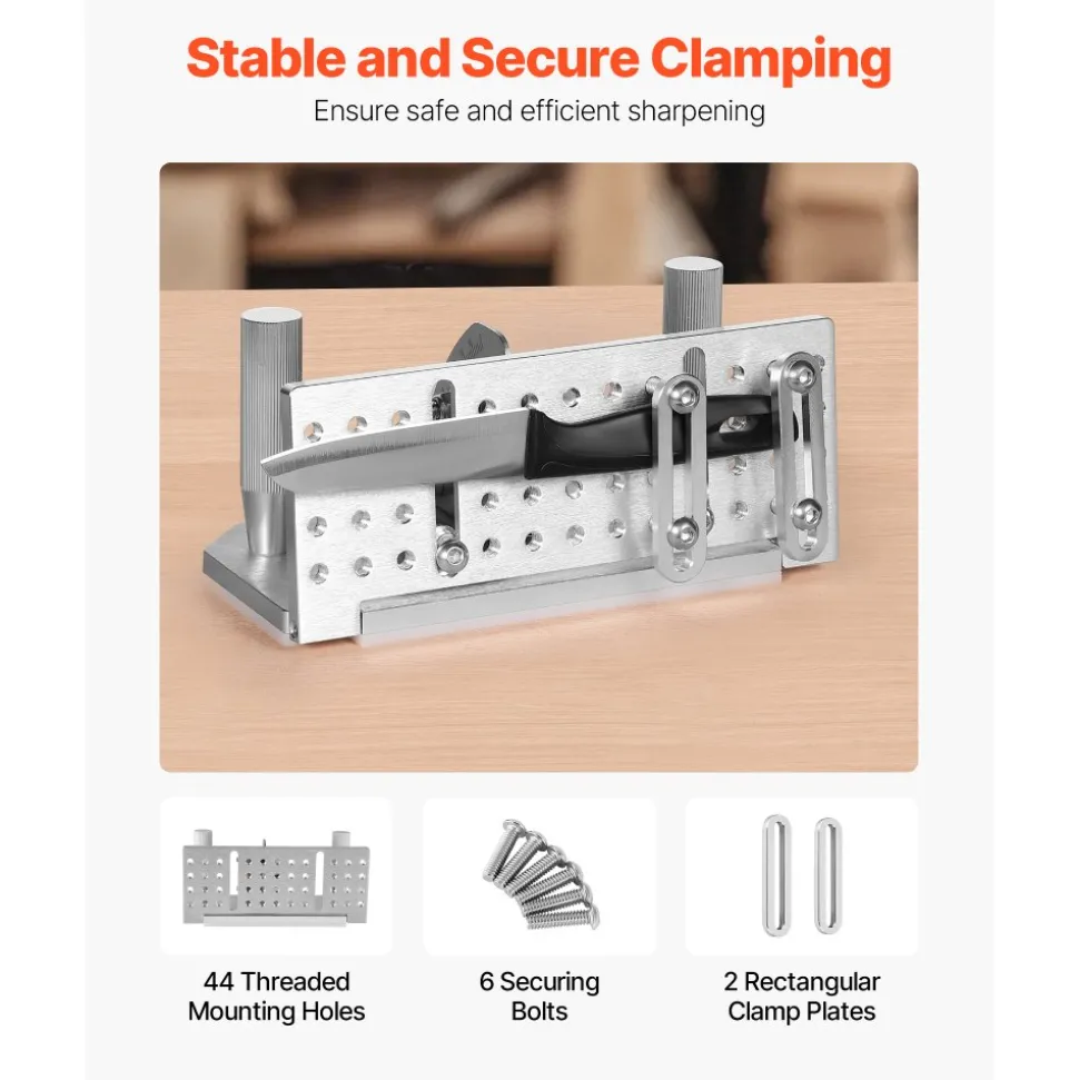 VEVOR Belt Grinder Knife Jig, 85° - 115° Adjustable Belt Sander Knife Sharpening Jig with Dual Handles, 7.68" Long Sharpener Locator Compatible with Bench Grinders, Sharpening Machines