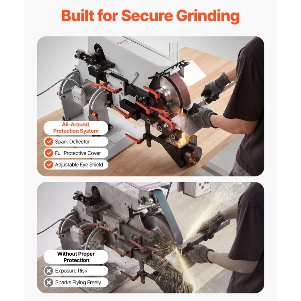 VEVOR Belt Grinder Sander with VFD, 72 x 2-Inch Variable Speed Belt Polisher, 1500W Knife Making Machine with 3 Grinding Modes & 3PCS Sanding Belts for Metalworking, Compatible with 72"-82" * 2" Belts
