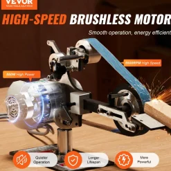 VEVOR Belt Grinder Sander, 30 x 1-Inch Variable Speed Belt Polisher with VFD, 550W Polishing Grinding Machine with 2 Grinding Moulds & 3PCS Sanding Belts for Metalworking, Knife Making