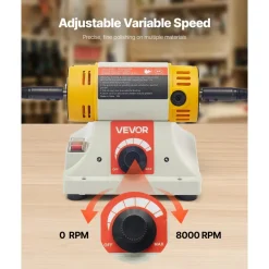 VEVOR Bench Buffer Polisher, 1/2HP Polishing and Buffing Machine, 0 to 8000RPM Benchtop Polisher with 2PCS 4