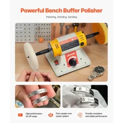VEVOR Bench Buffer Polisher, 1/2HP Polishing and Buffing Machine, 0 to 8000RPM Benchtop Polisher with 2PCS 4