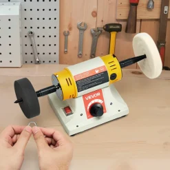 VEVOR Bench Buffer Polisher, 1/2HP Polishing Buffing Machine, 0 to 8000RPM Benchtop Polisher Grinder with 4