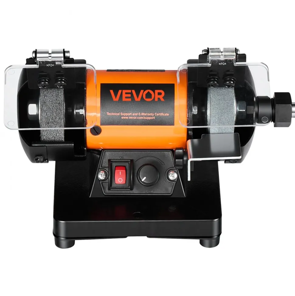 VEVOR Bench Buffer Polisher, 8300-10600 RPM Adjustable Speed, Polishing & Buffing Machine with Grinding, Fiber, and Wool Wheels, 100-Piece Accessory Kit, for Jewelry, Wood, Metal, Raw Stone, Jade DIY
