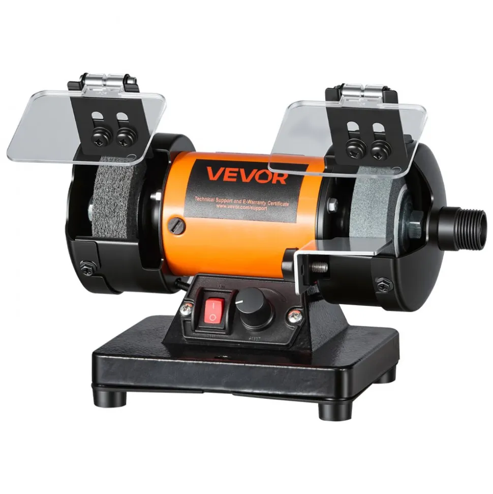 VEVOR Bench Buffer Polisher, 8300-10600 RPM Adjustable Speed, Polishing & Buffing Machine with Grinding, Fiber, and Wool Wheels, 100-Piece Accessory Kit, for Jewelry, Wood, Metal, Raw Stone, Jade DIY