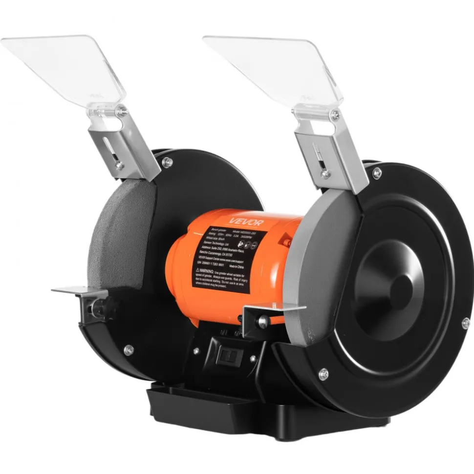 VEVOR Bench Grinder, 8-inch Single Speed Bench Grinder, 3450RPM High-Speed Table Grinders with 350W 3.0A Induction Motor, 36/60-Grit Grinding Wheel & Adjustable Eye Shield for Fast Sharpening Grinding