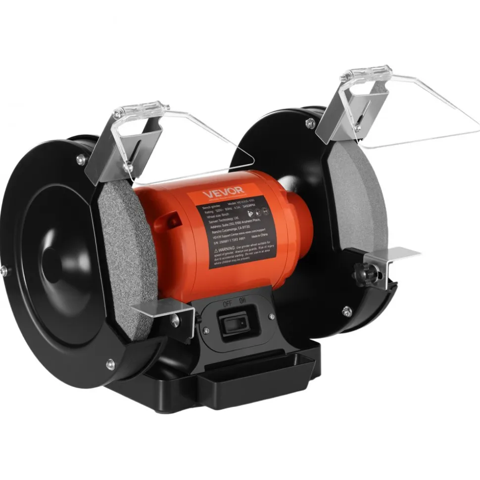 VEVOR Bench Grinder, 8-inch Single Speed Bench Grinder, 3450RPM High-Speed Table Grinders with 550W 4.5A Induction Motor, 36/60-Grit Grinding Wheel & Adjustable Eye Shield for Fast Sharpening Grinding