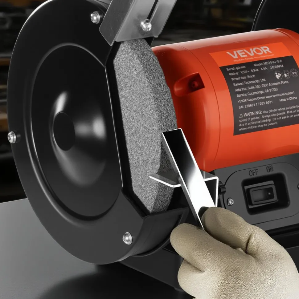VEVOR Bench Grinder, 6-inch Single Speed Bench Grinder, 1750RPM Low-Speed Table Grinders with 250W 2A Induction Motor, 36/60-Grit Grinding Wheels & Adjustable Tool Rest for Precise Sharpening Grinding