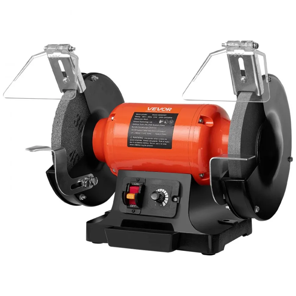 VEVOR Bench Grinder, 8-inch Variable Speed Bench Grinder, 2000-3450RPM Table Grinders with 550W 5.0A Induction Motor, 36/60-Grit Grinding Wheel & Adjustable Eye Shield for Sharpening Grinding