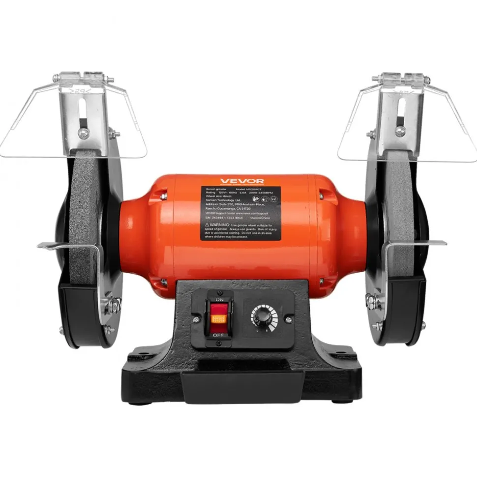 VEVOR Bench Grinder, 8-inch Variable Speed Bench Grinder, 2000-3450RPM Table Grinders with 550W 5.0A Induction Motor, 36/60-Grit Grinding Wheel & Adjustable Eye Shield for Sharpening Grinding