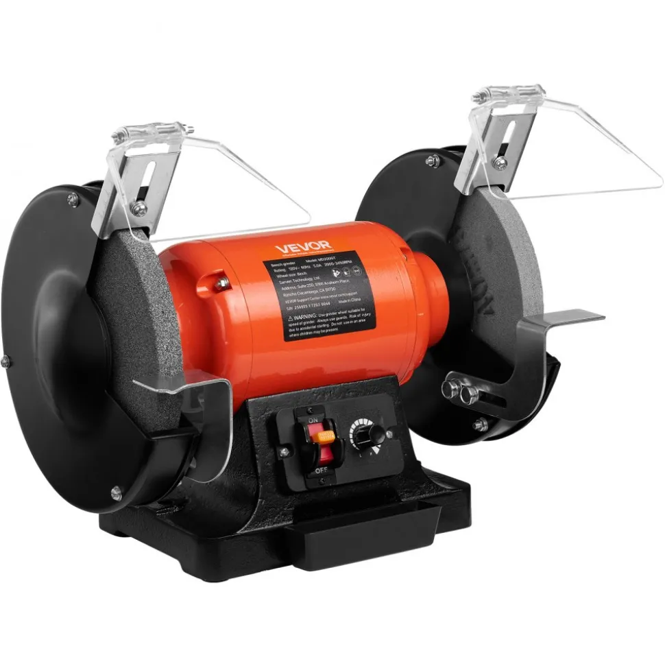 VEVOR Bench Grinder, 8-inch Variable Speed Bench Grinder, 2000-3450RPM Table Grinders with 550W 5.0A Induction Motor, 36/60-Grit Grinding Wheel & Adjustable Eye Shield for Sharpening Grinding