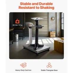 VEVOR Bench Grinder Stand, Heavy-Duty Bench Grinder and Vise Floor Pedestal with 10.6" x 10.6" Mounting Plate, Pre-Cut Mounting Slots & Water Pot, Compatible with Most Bench Grinders