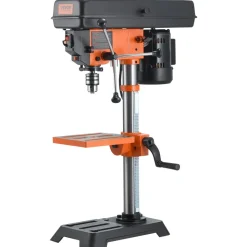 VEVOR Benchtop Drill Press, 3.2 Amp, 5-Speed Adjustable Drill Press with 650/1050/1800/2350/3100 RPM, 10-inch Swing, Cast Iron Frame, 0-45° Tiltling Worktable, Work Light, for Drilling Wood & Metal