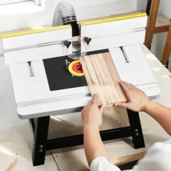 VEVOR Benchtop Router Table, 24 in x 15.7 in, Bench Top Routing Table with Adjustable Fence, MDF Top, Sturdy Metal Base, 2-1/2 in Dust Collection Port, Compatible with Routes & Various Drill Bits