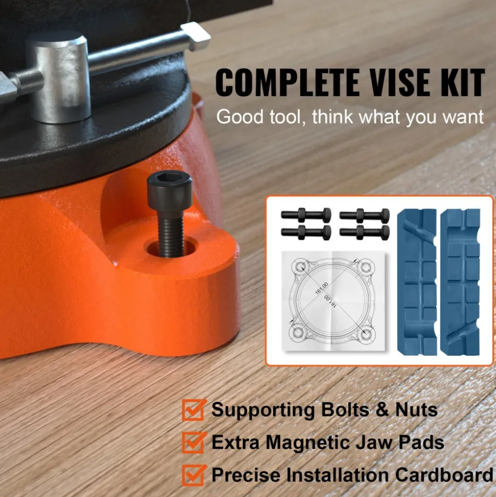 VEVOR Bench Vise, 6-inch Jaw Width 5.9-inch Jaw Opening, 360-Degree Swivel Locking Base Multipurpose Vise with Anvil, Heavy Duty Ductile Iron Workbench Vise with Bolts & Nuts, for Drilling, Pipe Cutti