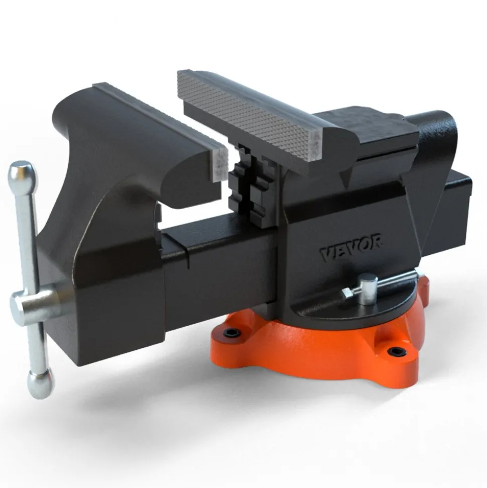VEVOR Bench Vise, 6-inch Jaw Width 5.9-inch Jaw Opening, 360-Degree Swivel Locking Base Multipurpose Vise with Anvil, Heavy Duty Ductile Iron Workbench Vise with Bolts & Nuts, for Drilling, Pipe Cutti