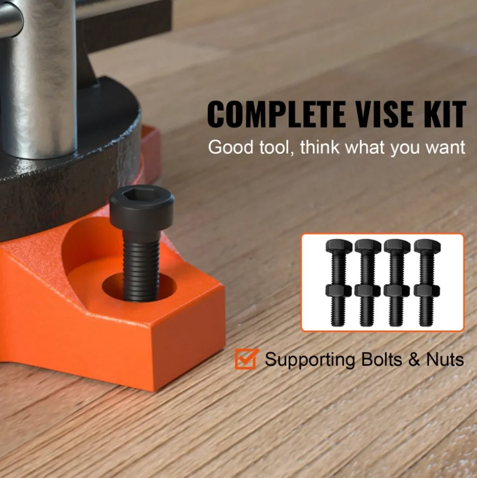 VEVOR Bench Vise, 4.5-inch Jaw Width 3.3-inch Jaw Opening , 240-Degree Swivel Locking Base Multipurpose Vise with Anvil, Heavy Duty Cast Iron Workbench Vise with Bolts & Nuts, for Drilling, Pipe Cutti
