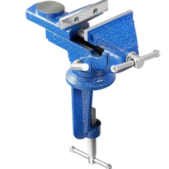 VEVOR Bench Vise, 3 Inch, Portable Workbench Vice with 360° Swivel Base, Quick Release Rotating Bench Clamp, Raised Base, Cast Iron Construction, for Woodworking, Metalworking, Drilling, and Cutting