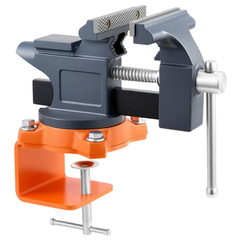 VEVOR Bench Vise, 4.5 Inch, Portable Workbench Vice with 270° Swivel Base, Quick Release Rotating Bench Clamp, Cast Iron Construction, for Woodworking, Metalworking, Drilling, Sawing, Cutting Conduit