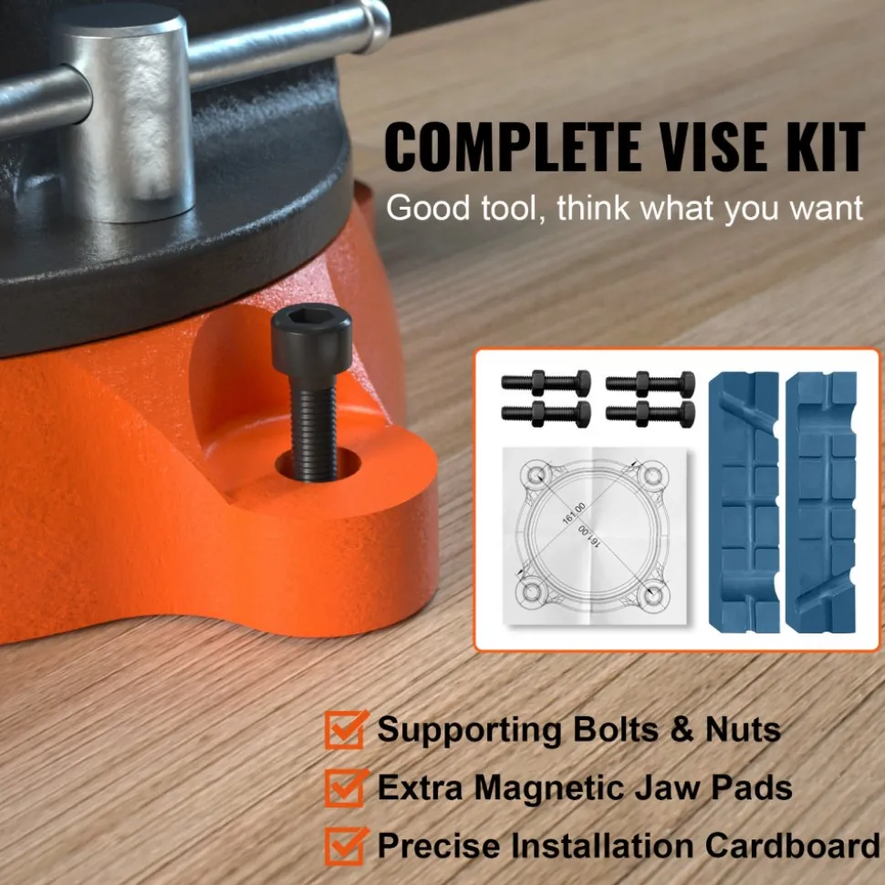 VEVOR Bench Vise, 6.5" Jaw Width 6.5" Forward &9.3" Reverse Opening, 360-Degree Swivel Locking Base Multipurpose Workbench with Anvil, Heavy Duty Ductile Iron with Bolts & Nuts, for Drilling, Pipe Cut