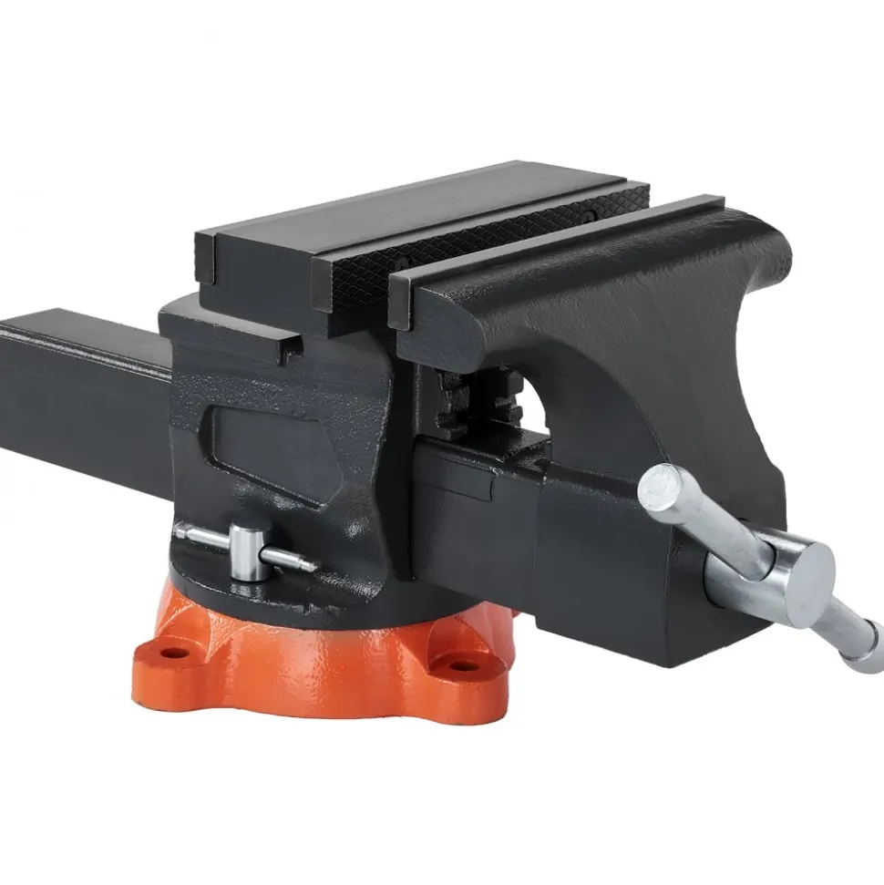 VEVOR Bench Vise, 5" Jaw Width, 5" Max Jaw Opening Multipurpose Vise with 360° Swivel Locking Base, 2.8" Throat Depth, Heavy Duty Ductile Iron Workbench Vise with Anvil, for Clamping Round Pipes