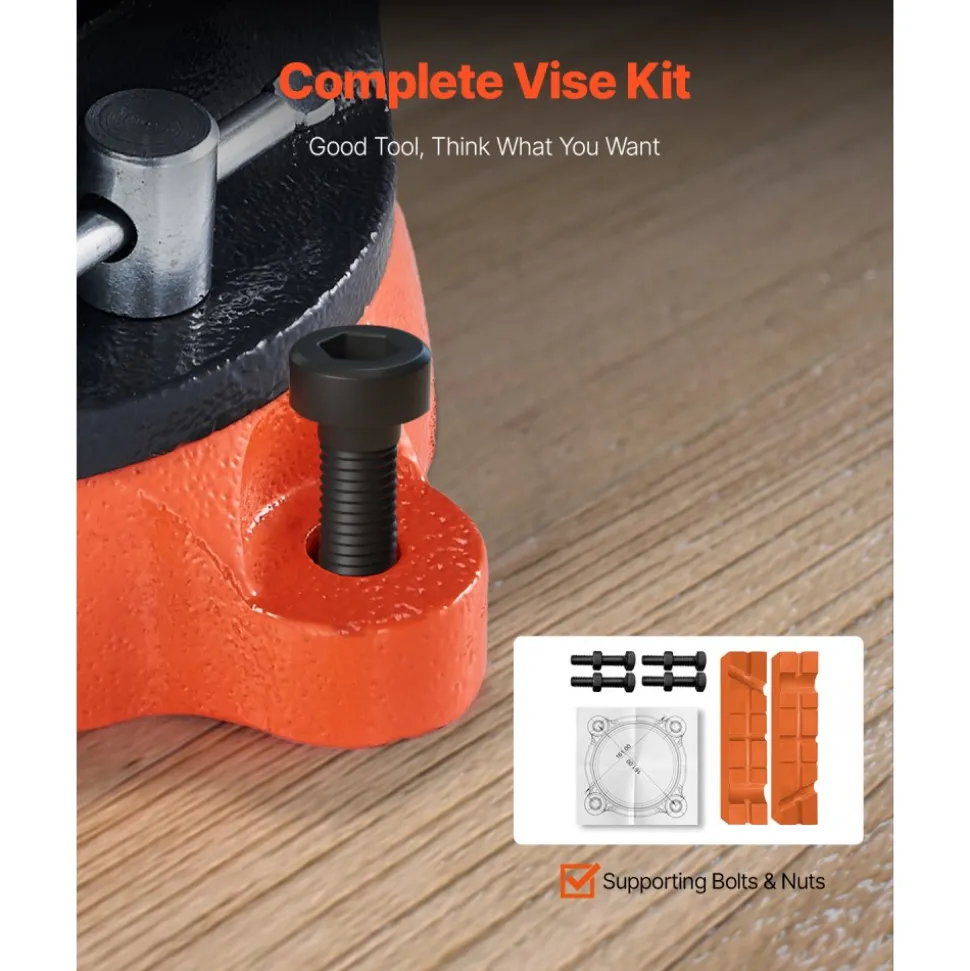 VEVOR Bench Vise, 5" Jaw Width, 5" Max Jaw Opening Multipurpose Vise with 360° Swivel Locking Base, 2.8" Throat Depth, Heavy Duty Ductile Iron Workbench Vise with Anvil, for Clamping Round Pipes