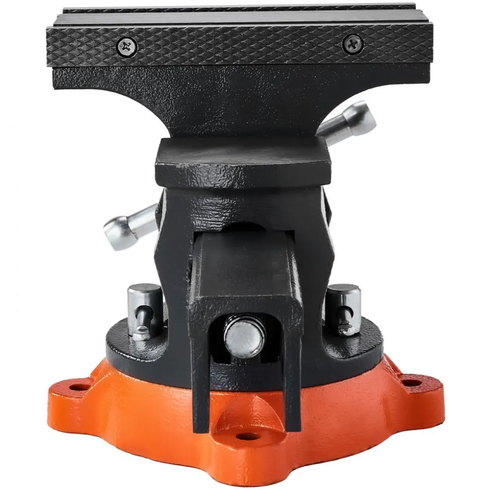 VEVOR Bench Vise, 5" Jaw Width, 5" Max Jaw Opening Multipurpose Vise with 360° Swivel Locking Base, 2.8" Throat Depth, Heavy Duty Ductile Iron Workbench Vise with Anvil, for Clamping Round Pipes