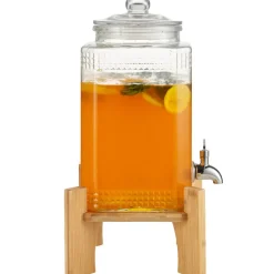 VEVOR Beverage Dispenser, 1.5 Gallon Drink Dispensers for Parties, 2PC,Glass Juice Dispenser with Stand, Stainless Steel Spigot, Iced Tea Lemonade Juice Water Dispenser, for Restaurants, Hotels, Parti