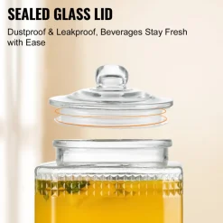 VEVOR Beverage Dispenser, 1.5 Gallon Drink Dispensers for Parties, 2PC,Glass Juice Dispenser with Stand, Stainless Steel Spigot, Iced Tea Lemonade Juice Water Dispenser, for Restaurants, Hotels, Parti