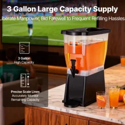 VEVOR Beverage Dispenser, 3 Gallon Drink Dispenser for Parties, Plastic Juice Dispenser with Stand Spigot Lid, Iced Tea Lemonade Juice Water Dispenser, for Restaurants, Hotels, Parties