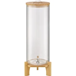 VEVOR Beverage Dispenser, 3.5 Gallon Drink Dispensers for Parties, Glass Juice Dispenser with Wood Stand, Stainless Steel Spigot, Iced Tea Lemonade Juice Water Dispensers for Parties