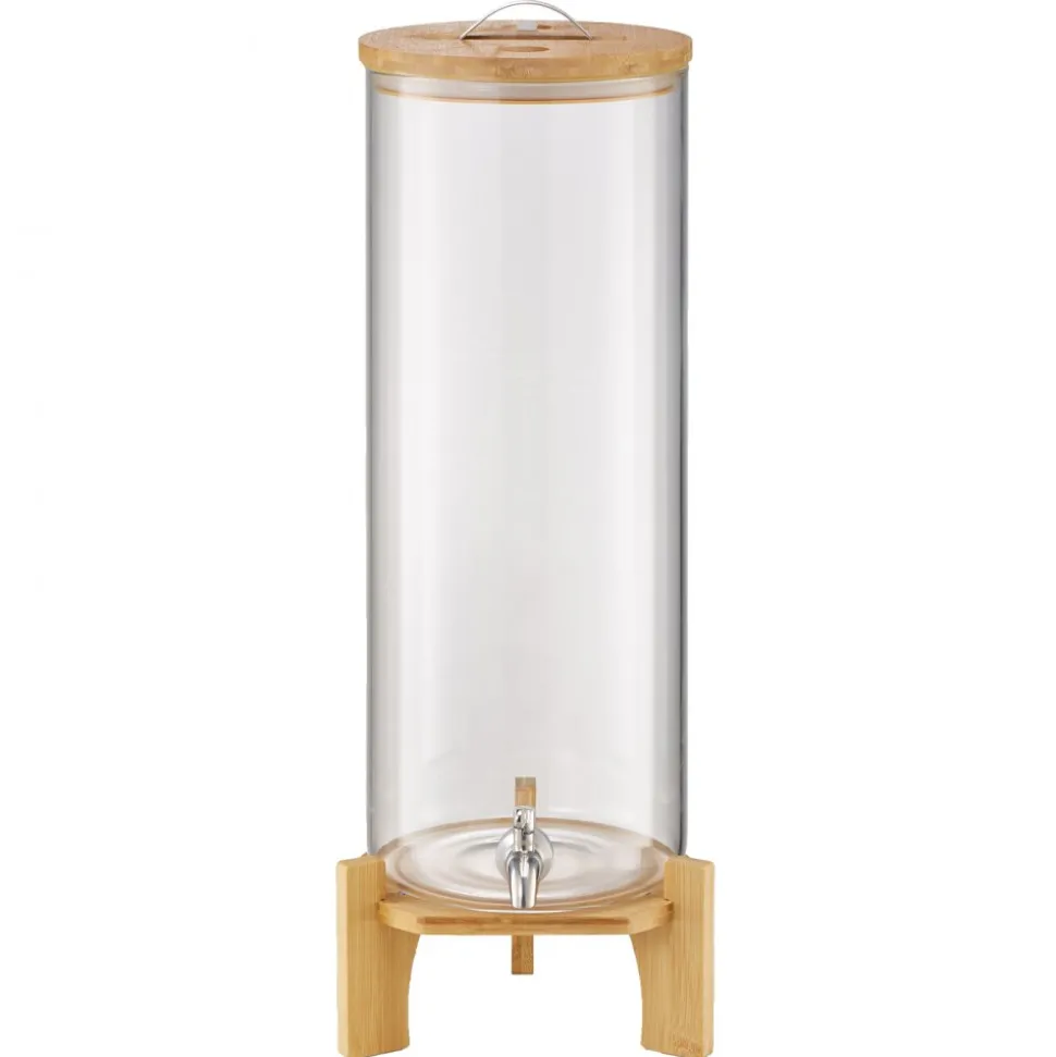 VEVOR Beverage Dispenser, 3.5 Gallon Drink Dispensers for Parties, Glass Juice Dispenser with Wood Stand, Stainless Steel Spigot, Iced Tea Lemonade Juice Water Dispensers for Parties