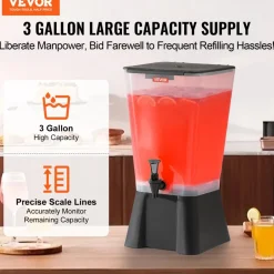 VEVOR Beverage Dispenser, 2.5 Gallon Drink Dispensers for Parties, Glass Juice Dispenser with Metal Stand, Stainless Steel Spigot, Iced Tea Lemonade Juice Water Dispensers for Parties