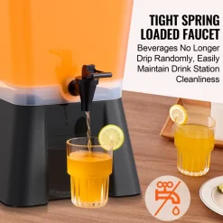 VEVOR Beverage Dispenser, 5 Gallon Drink Dispenser for Parties, Plastic Juice Dispensers with No-Drip Spigot, Iced Tea Lemonade Juice Water Dispensers, for Restaurants, Hotels, Parties