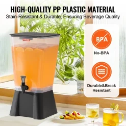 VEVOR Beverage Dispenser, 5 Gallon Drink Dispenser for Parties, Plastic Juice Dispensers with No-Drip Spigot, Iced Tea Lemonade Juice Water Dispensers, for Restaurants, Hotels, Parties