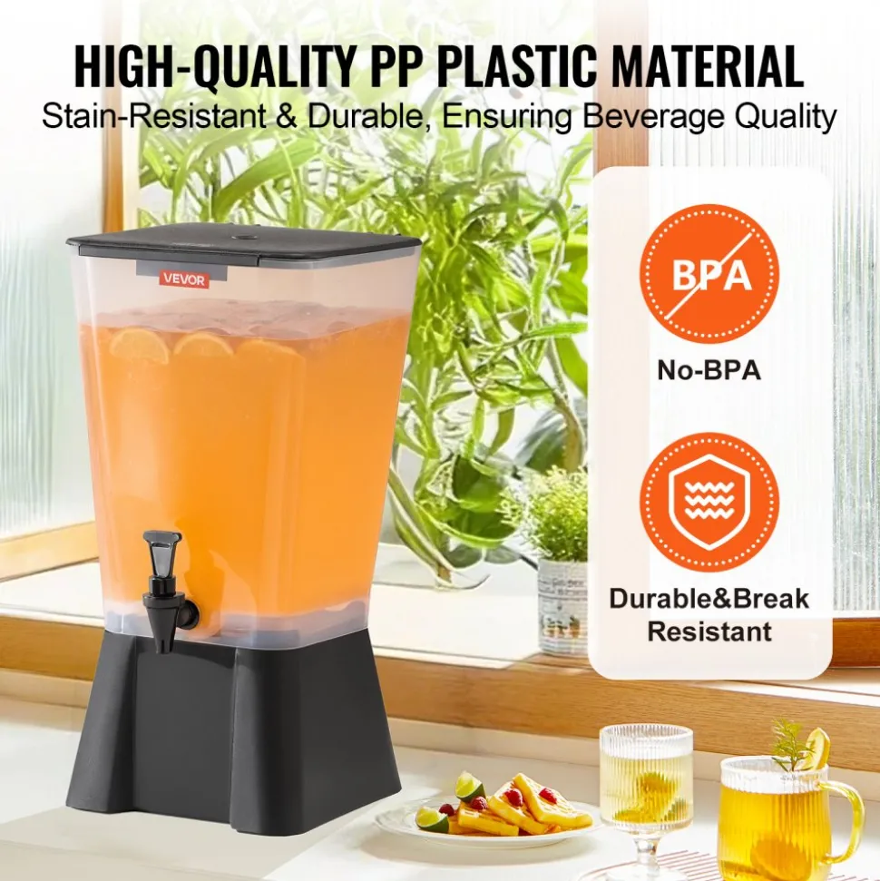 VEVOR Beverage Dispenser, 5 Gallon Drink Dispenser for Parties, Plastic Juice Dispensers with No-Drip Spigot, Iced Tea Lemonade Juice Water Dispensers, for Restaurants, Hotels, Parties