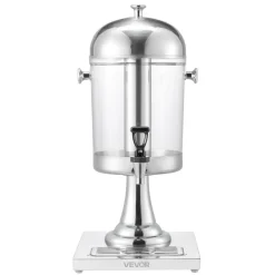 VEVOR Beverage Dispenser, 2.1 Gallon Drink Dispenser for Parties, Stainless Steel + Plastic Juice Dispensers with Spigot Ice Chamber Tray, Iced Tea Lemonade Juice Dispensers, for Restaurants, Hotels