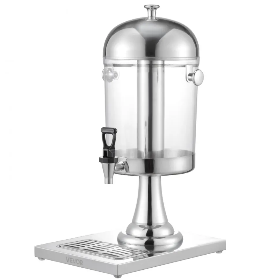 VEVOR Beverage Dispenser, 2.1 Gallon Drink Dispenser for Parties, Stainless Steel + Plastic Juice Dispensers with Spigot Ice Chamber Tray, Iced Tea Lemonade Juice Dispensers, for Restaurants, Hotels