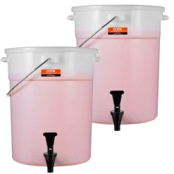 VEVOR Beverage Dispenser, 5 Gallon Drink Dispensers for Parties, Plastic Juice Dispenser with Spigot and Lid, Iced Tea Lemonade Juice Water Dispenser, for Restaurants, Hotels, Parties, 2 Pack